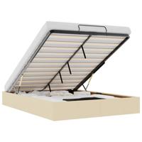 Bedframe zonder matras 140x190 cm stof crèmekleurig - thumbnail