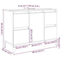 Wastafelkast 80x33x60 cm bewerkt hout sonoma eikenkleurig - thumbnail
