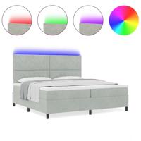 Boxspring bed met matras Lichtgrijs 200 x 200 cm Fluweel - thumbnail