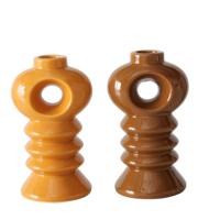 Boltze Home Kandelaar aardewerk h14cm oranje/bruin - thumbnail