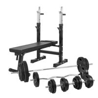 Verstelbare Halterbank Met 100 kg Halterset Gripper Kunststof - thumbnail