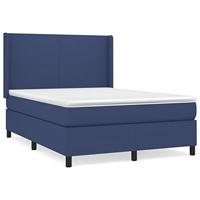Boxspring met matras stof blauw 140x200 cm - thumbnail