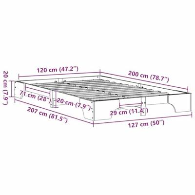 Bedframe Wit 120 x 200 cm Massief grenenhout