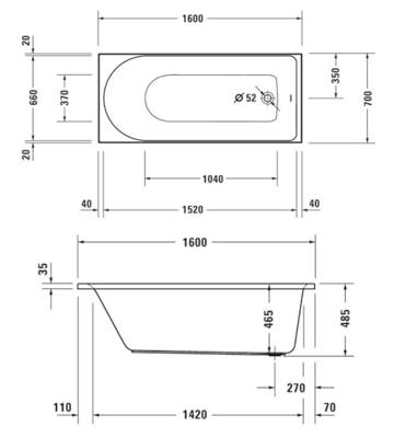 Ligbad Duravit D-Neo Inbouw 160x70x48.5 cm Wit Duravit Ligbad Duravit D-Neo Inbouw 160x70x48.5 cm Wit Duravit