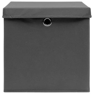 VidaXL Opbergboxen met deksel 10 st 32x32x32 cm stof grijs VidaXL Opbergboxen met deksel 10 st 32x32x32 cm stof grijs