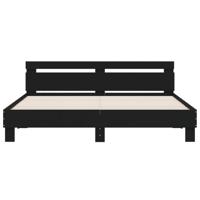 Bedframe met hoofdbord bewerkt hout zwart 180x200 cm - thumbnail