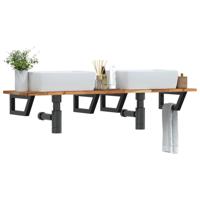 Badkamer wandschap staal en massief acaciahout - thumbnail