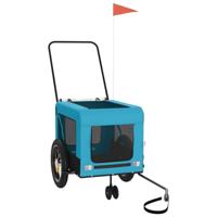 Hondenfietstrailer oxford stof en ijzer blauw en zwart - thumbnail