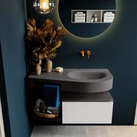 MONDIAZ RIVA 100cm badmeubel onderkast / planchet kleur Talc met 1 lade. Wastafel DULCET rechts 0 kraangaten kleur Dark_Grey. - thumbnail