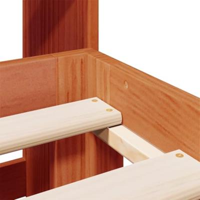 Bed met boekenkast zonder matras grenenhout wasbruin 140x200 cm