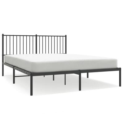Bedframe met hoofdbord metaal zwart 160x200 cm