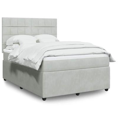 Boxspring met matras fluweel lichtgrijs 140x190 cm