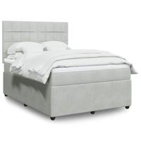 Boxspring met matras fluweel lichtgrijs 140x190 cm - thumbnail