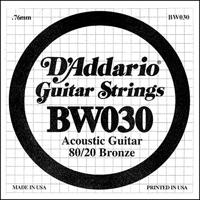 D&apos;Addario BW030 Bronze Wound Acoustic Guitar Single String .030 losse snaar voor westerngitaar - thumbnail