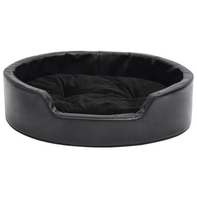 Hondenmand 69x59x19 cm pluche en kunstleer zwart