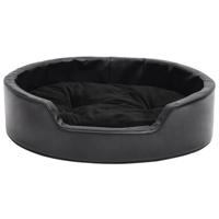 Hondenmand 69x59x19 cm pluche en kunstleer zwart - thumbnail