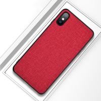 Shockproof Cloth Texture PC+ TPU Protective Case for iPhone X / XS (Red) - thumbnail