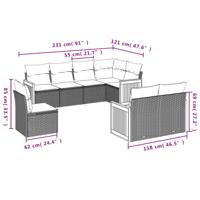9-delige Loungeset met kussens poly rattan beige - thumbnail