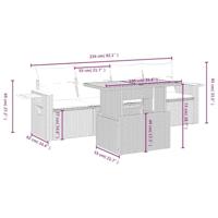 5-delige Loungeset met kussens poly rattan beige - thumbnail