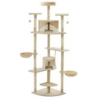 Kattenkrabpaal met sisal krabpalen 203 cm beige en wit - thumbnail