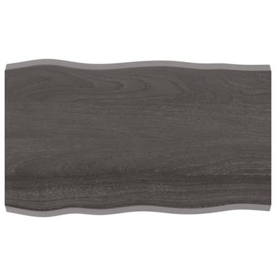 Tafelblad natuurlijke rand 100x60x(2-4)cm eikenhout donkerbruin