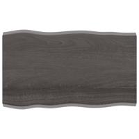 Tafelblad natuurlijke rand 100x60x(2-4)cm eikenhout donkerbruin - thumbnail