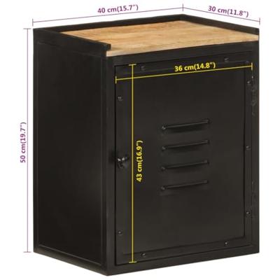 Badkamerkast 40x30x50 cm ijzer en massief mangohout