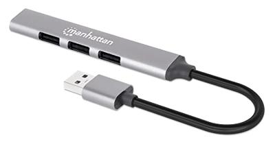 Manhattan Manhattan - Hub - 4-Port - 3 x USB 2.0 + 1 x USB 3.2 Gen 1 168427 USB-hub 4 poorten USB-A USB 3.0 5 GBit/s Grijs