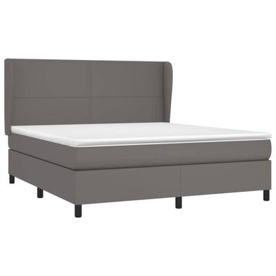 Boxspring met matras kunstleer grijs 180x200 cm