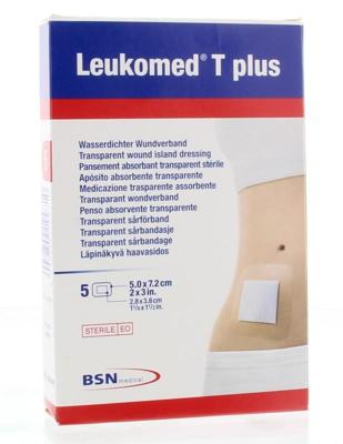 Leukomed Transparant wondverband T plus 5cm x 7.2cm 5 Stuks