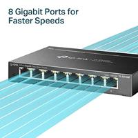 TP-Link TL-SG108E 8-poorts Gigabit Easy Smart Managed Network Switch (8 Gigabit RJ45-poorten, IGMP-snooping, centraal beheer, energiezuinig), Metallic Zwart - thumbnail