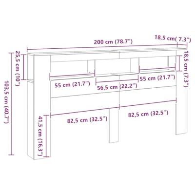 Hoofdeinde met LED 200x18,5x103,5 cm bewerkt hout oud hout