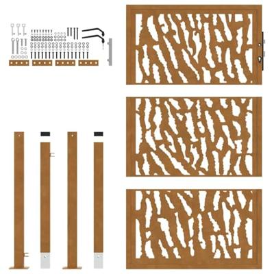 Poort met sporenontwerp 105x155 cm weervast staal Poort met sporenontwerp 105x155 cm weervast staal