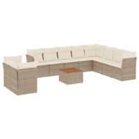 11-delige Tuinset met kussens poly rattan beige - thumbnail