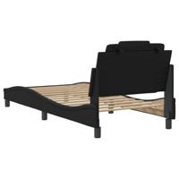 Bedframe met hoofdbord kunstleer zwart 90x190 cm - thumbnail