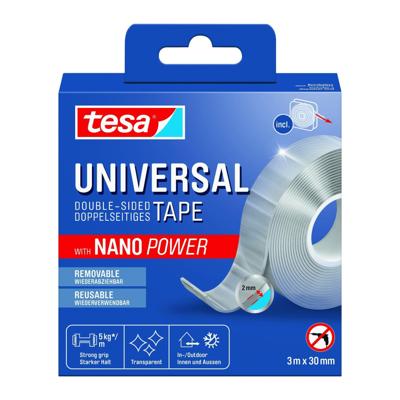 Plakband tesa nano power dubbelzijdig 30mmx3m | 8 stuks