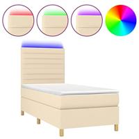 Boxspring met matras en LED stof crèmekleurig 90x190 cm - thumbnail