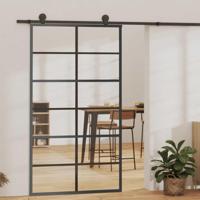 VidaXL Schuifdeur 102x205 cm esg-glas en aluminium zwart - thumbnail