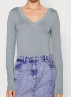 Dames shirt Kant lange mouw - Barbera - Kanten dames ondershirt - Viscose - thumbnail