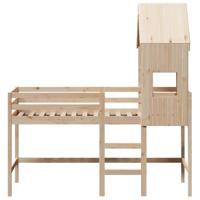 Halfhoogslaper met ladder en bedhuis grenenhout 90x190 cm - thumbnail