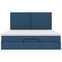 Ottoman bed met matras 160x200cm stof blauw - thumbnail