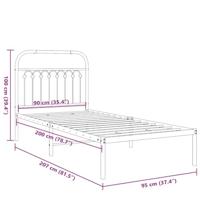 Bedframe met hoofdbord metaal zwart 90x200 cm - thumbnail