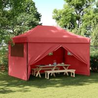 Partytent inklapbaar pop-up met 4 zijwanden bordeauxrood - thumbnail