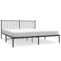 Bedframe met hoofdbord metaal zwart 180x200 cm - thumbnail