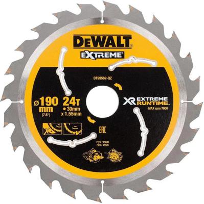 DeWALT Cirkelzaagblad voor Hout | Extreme Runtime | Ø 190mm Asgat 30mm 24T - DT99562-QZ