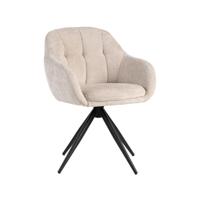 LABEL51 Eetkamerstoel Esma - Naturel - Elite - Zwart Metalen Frame - thumbnail