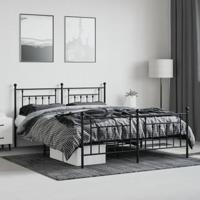 Bedframe met hoofd- en voeteneinde metaal zwart 183x213 cm - thumbnail