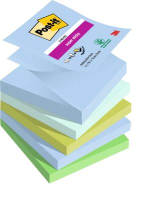 Post-it Super Sticky Z-notes Oasis, 90 vel, ft 76 x 76 mm, geassorteerde kleuren, pak van 5 blokken Post-it Super Sticky Z-notes Oasis, 90 vel, ft 76 x 76 mm, geassorteerde kleuren, pak van 5 blokken