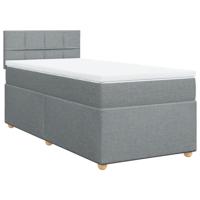Boxspring met matras stof lichtgrijs 80x200 cm - thumbnail