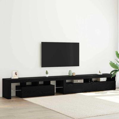 TV-kast 3 pcs Zwart Eiken 260 x 37 x 40 cm Bewerkt hout